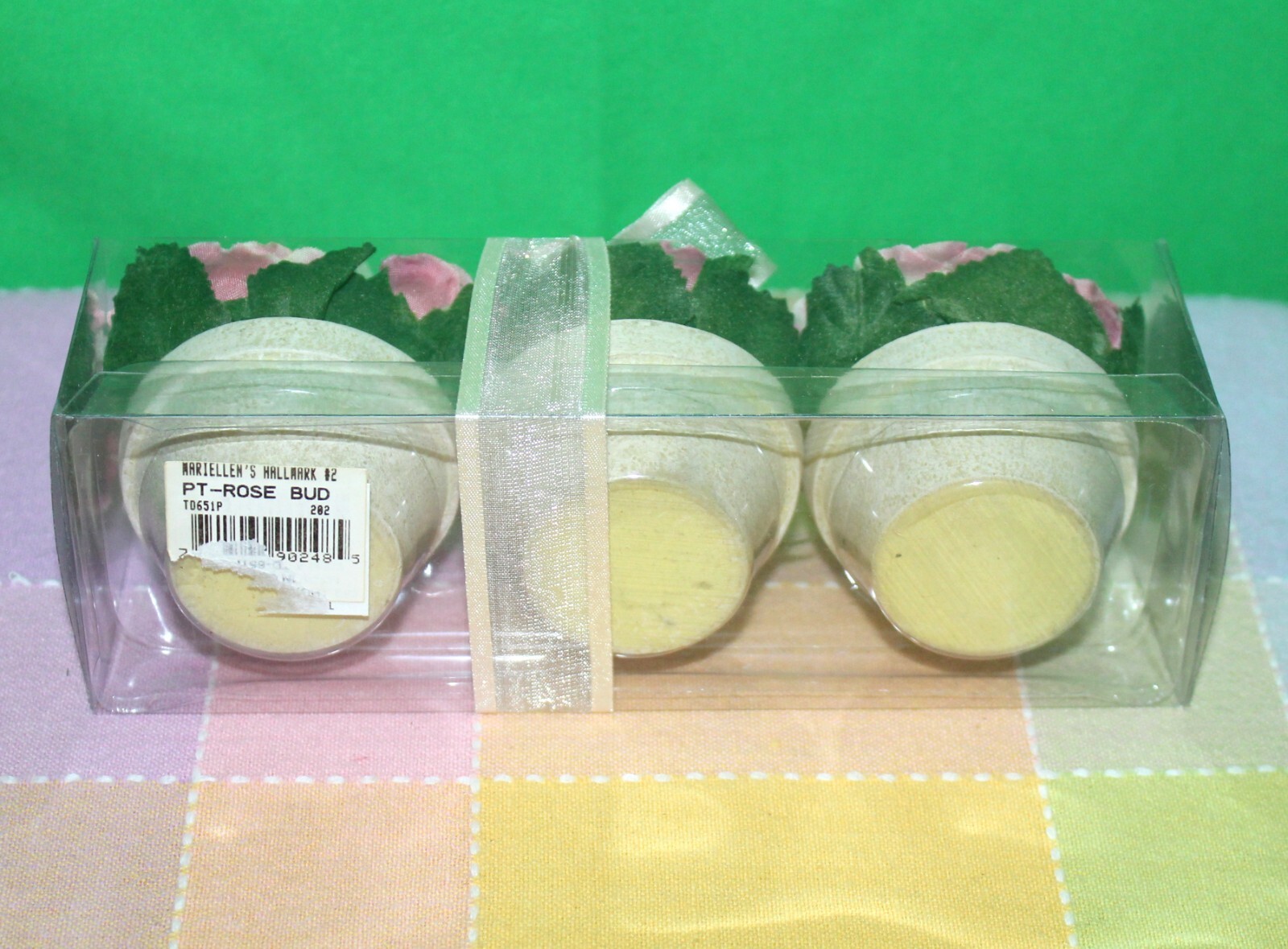 Hallmark *NEW VINTAGE* Set of 3 Miniature Rose Buds in Pots So Cute!