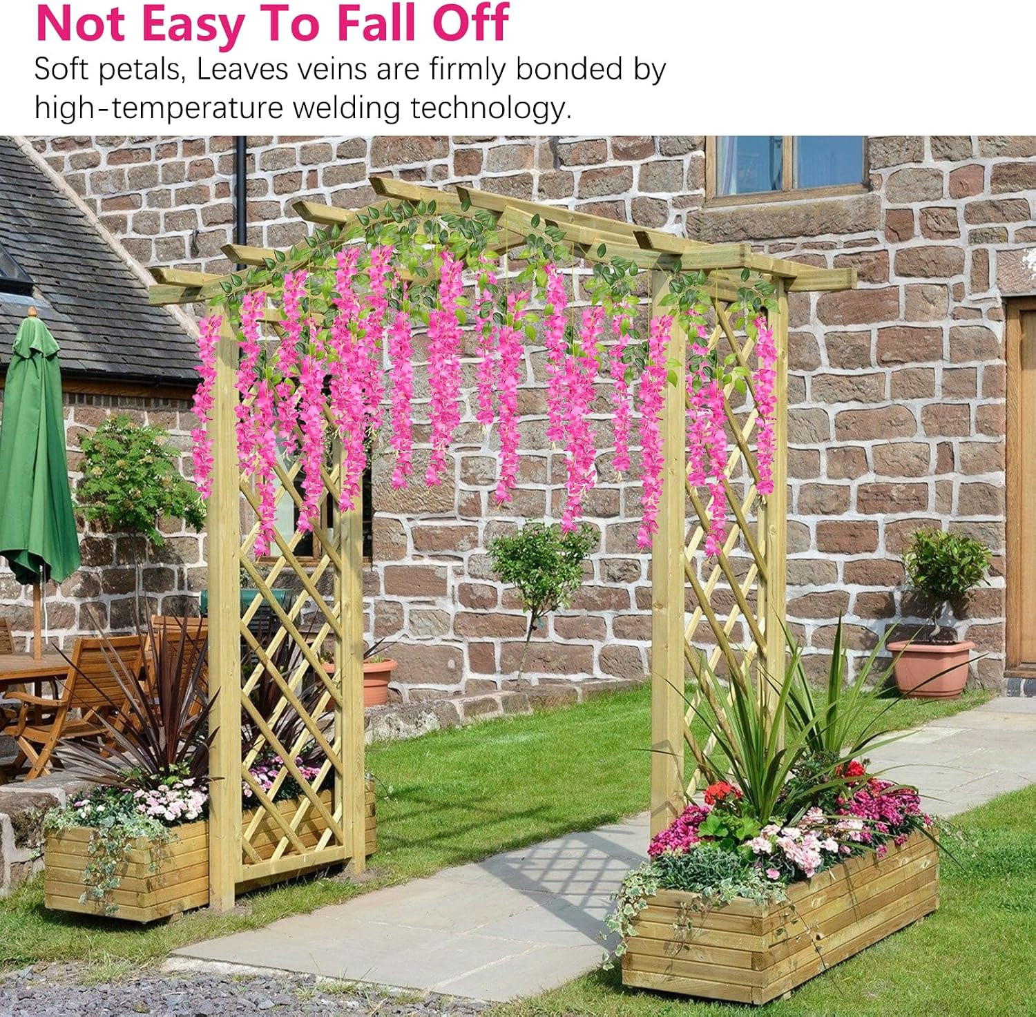 Fuchsia Wisteria Hanging Flowers 24 Pack – 3.4 Ft Artificial Garland Vines