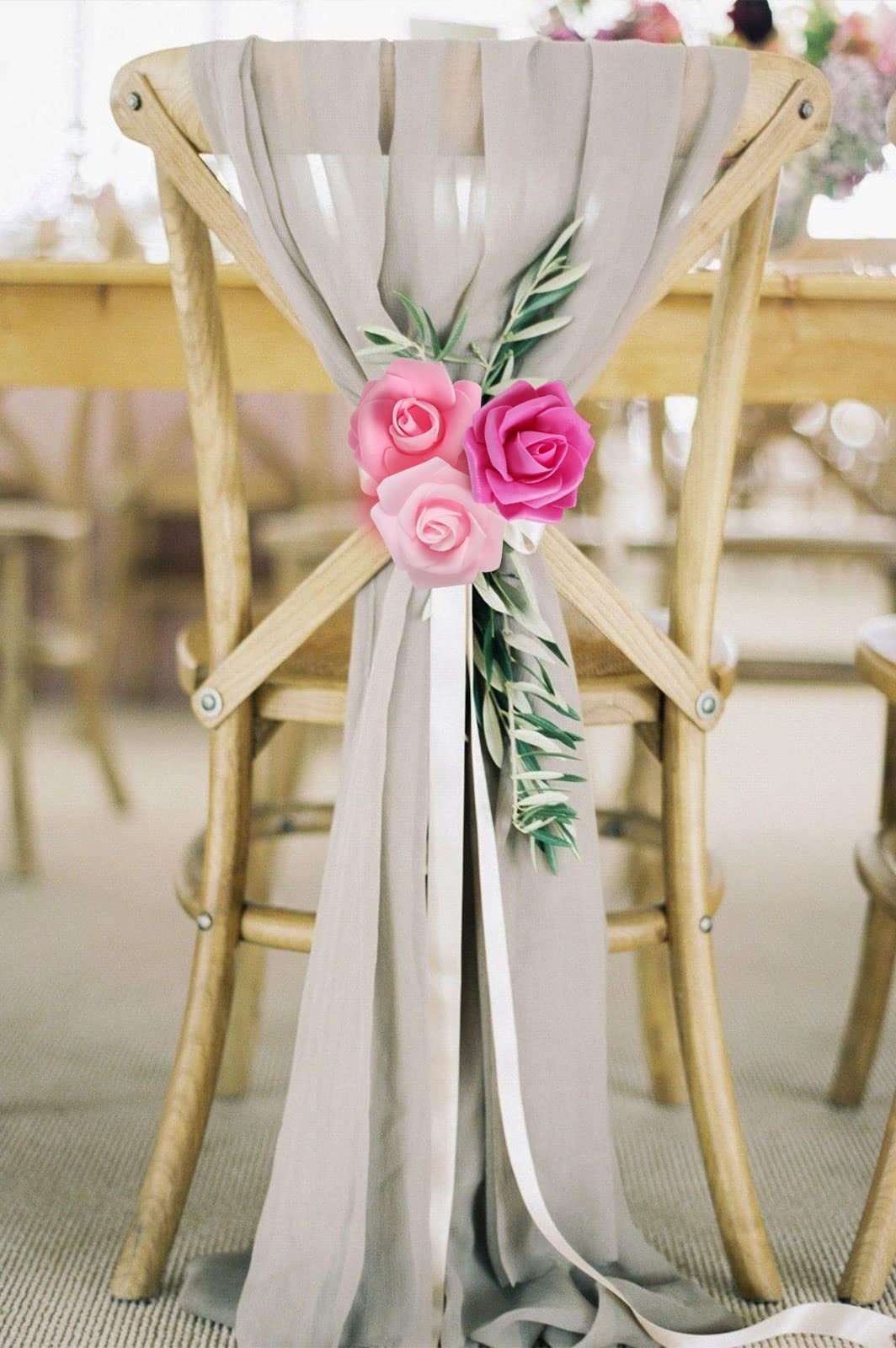 200 PCS 1.97 Inch Mixed Pink Foam Roses Artificial Flower Heads Crafts Wedding