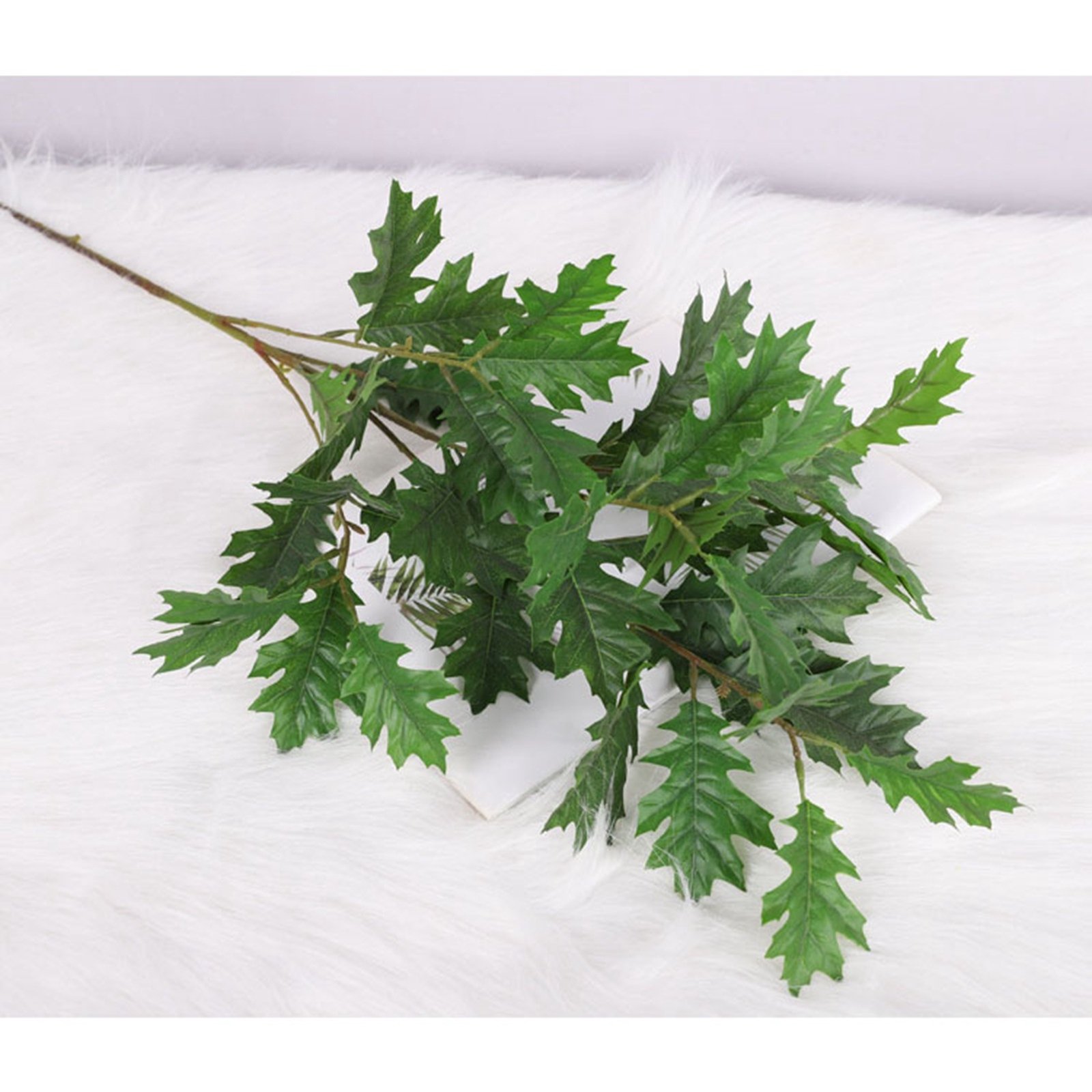Green Artificial Oak Leaves Silk Fabric Leaves Flexible Iron Stem Decorative CH