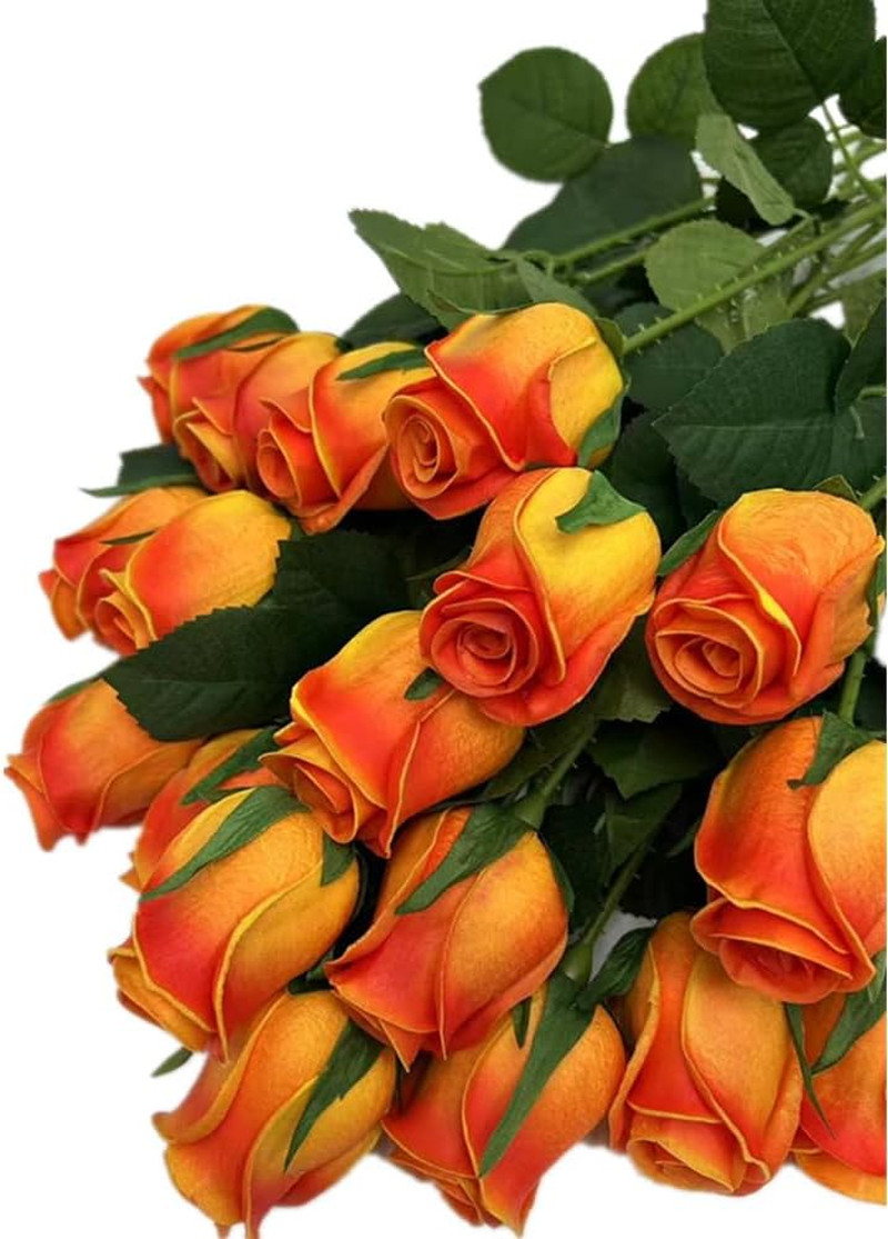 20Pcs Lifelike Orange Foam Roses for Wedding Decor & DIY Arrangements