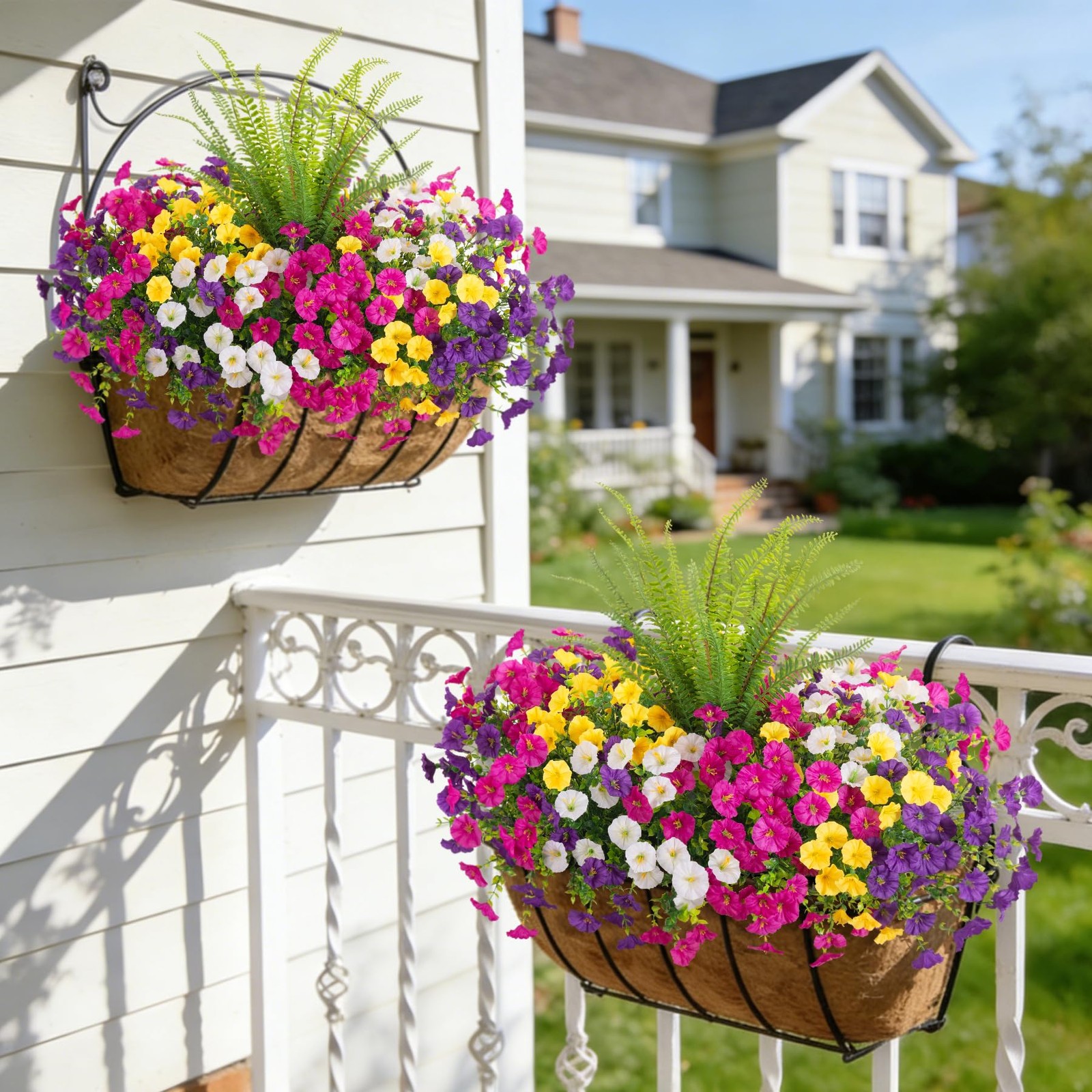 Artificial Flowers Fake Plants for Outdoors Decoration, 12 Bundles Silk Morni…
