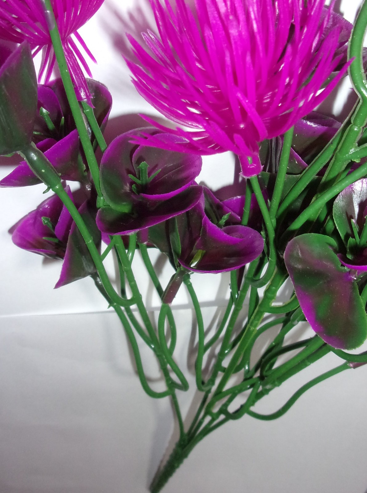 (2) 17″ tall UV resistant hot pink pom-pom & purple sweet pea artificial flowers