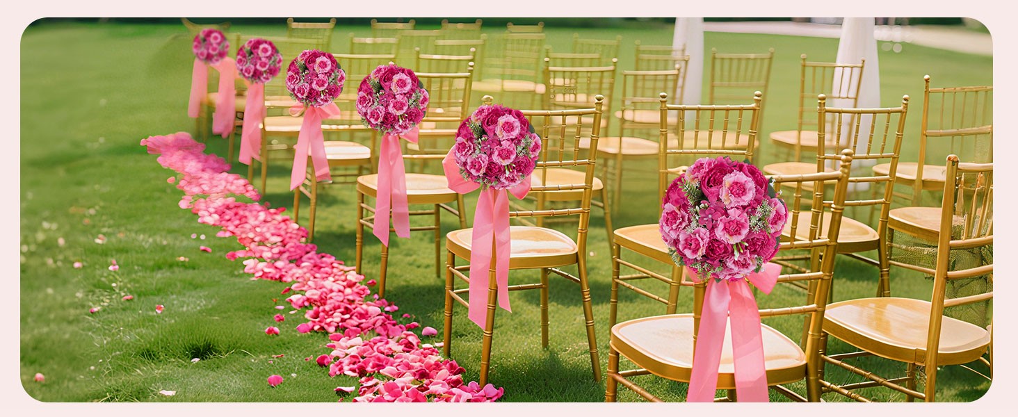 Faux Peony Flowers centerpieces: 10pc 9.5 Inch Hot Pink Floral Ball Arrangement