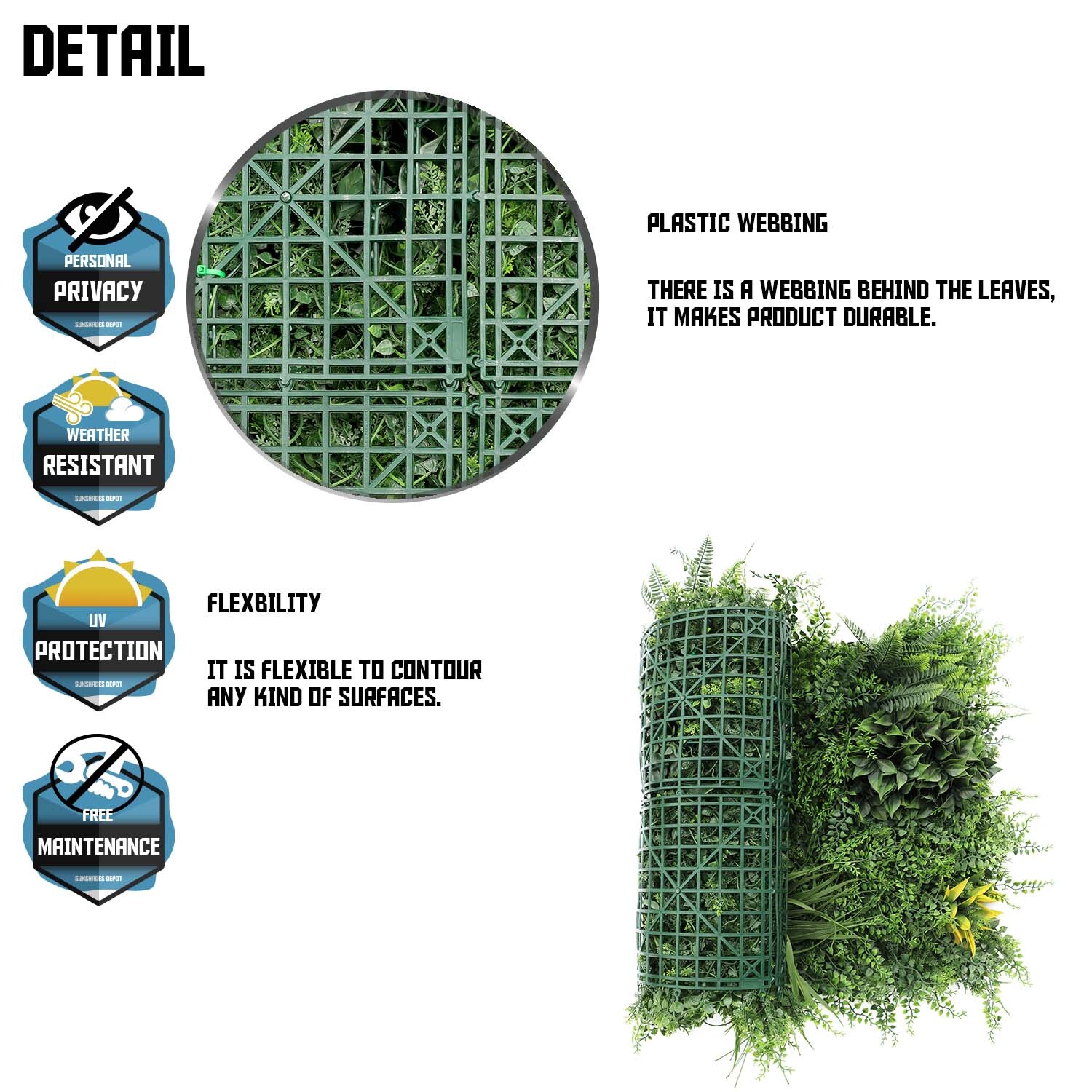 20″ Artificial Faux 3D Mix Leaves Wall Panel Fence Screen Home Outdoor Decor #04
