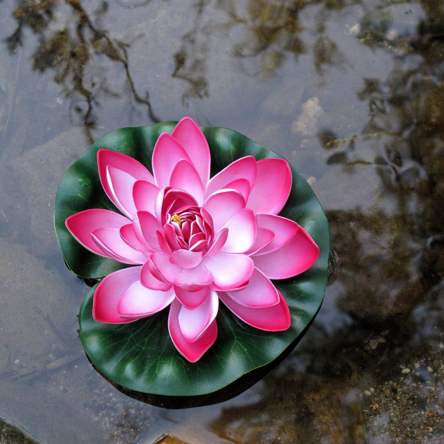 New Floating Pond Decor Water Lily / Lotus Foam Flower, Large, Set of 4