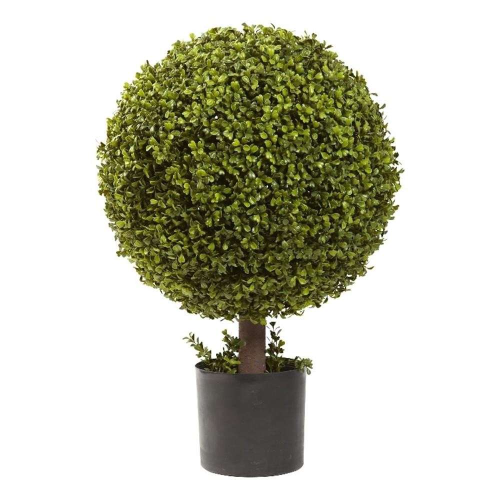Nearly Natural 27″ Classic Boxwood Ball Shaped Topiary in Green/Gray