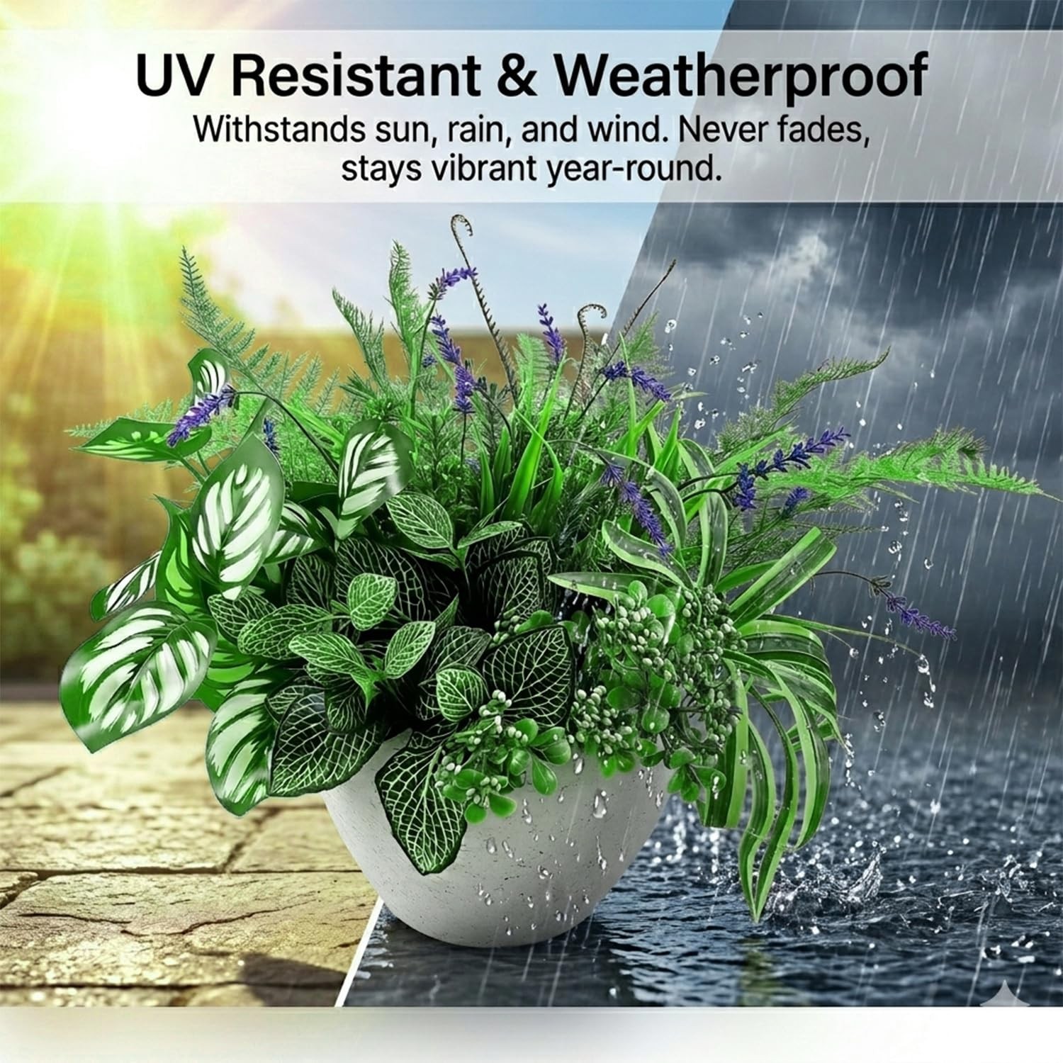 Fake Plant Faux Greenery for Outdoor 9 Bouquets UV Resistant Artificial Reali…