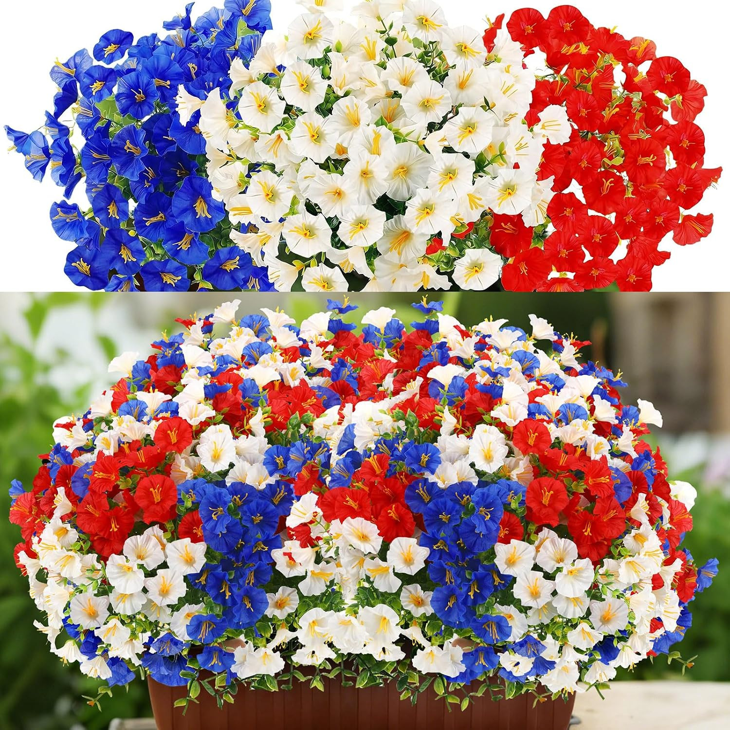 12 Pcs UV Resistant Fall Silk Petunias for Home Decor & Wedding Arrangements