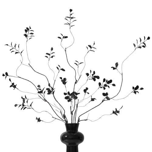 4 Pcs 38.5″ Tall All-Artificial Branches with Leaves – Realistic Faux Black