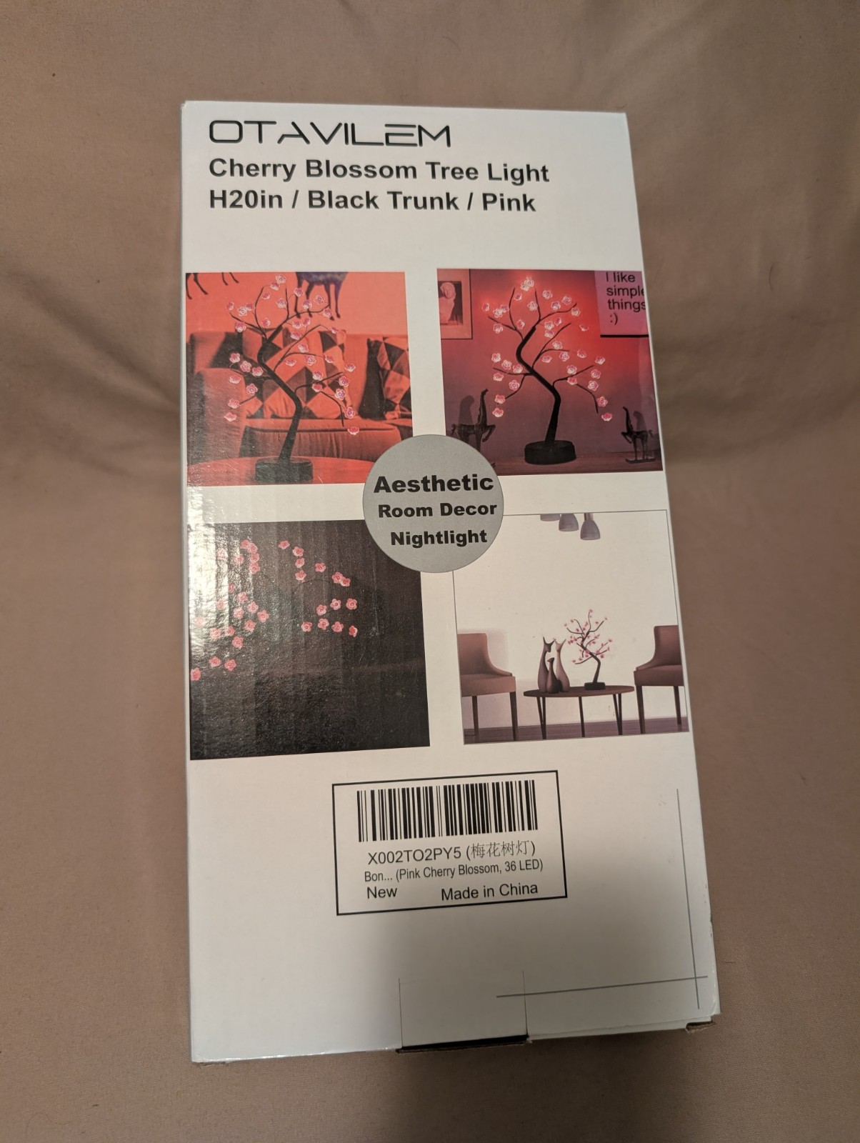 Cherry Blossom Tree Lamp, 20inch 36 Led Tree Lights, Battery/USB Operated