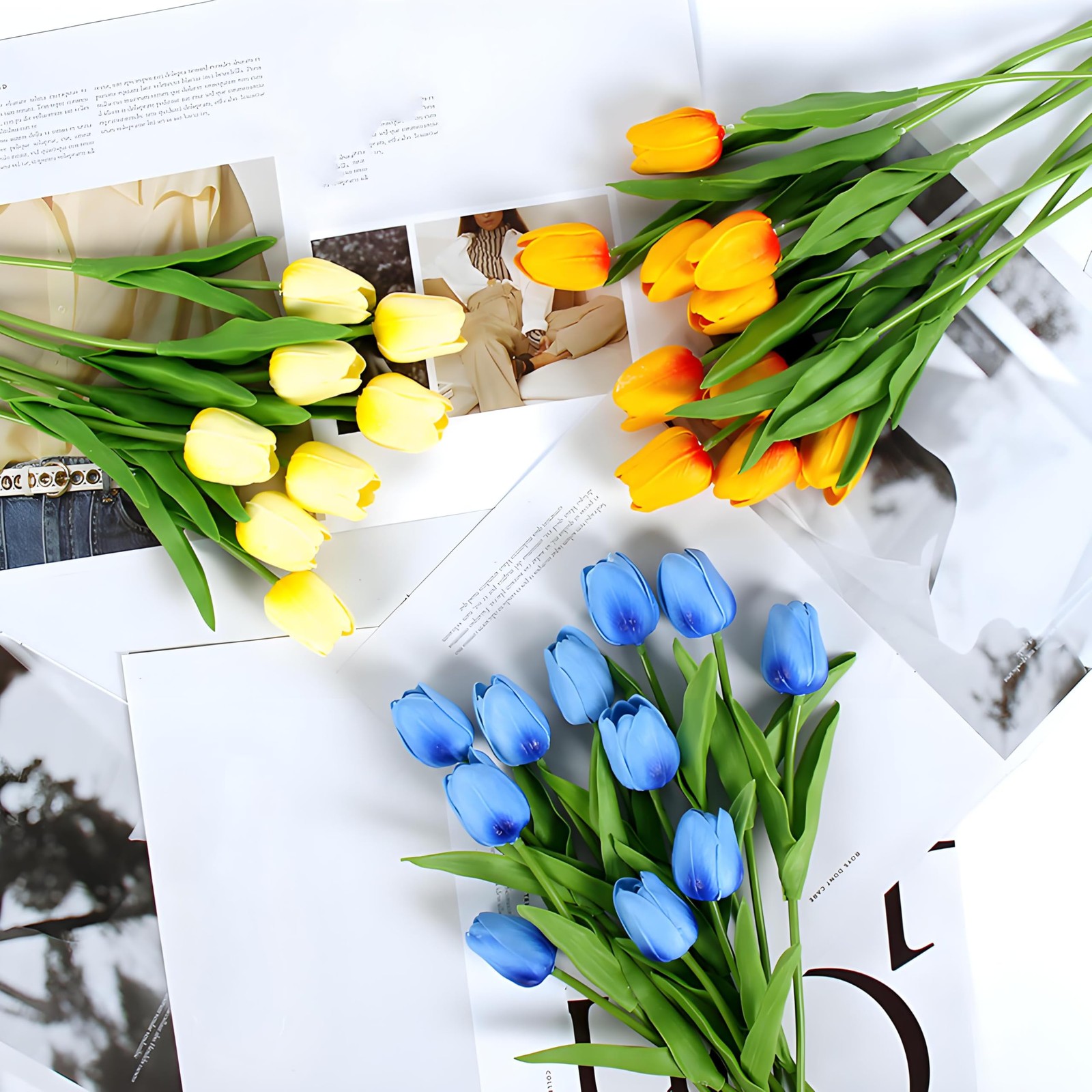 10 PCS White Artificial Fake Silk Tulips 13 Inch Wedding Home Decor Bouquet