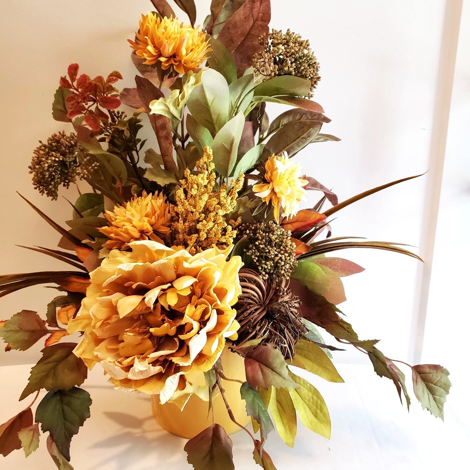 Fall Floral Centerpiece, Autumn Table Arrangement, Pumpkin Decor, Thanksgiving