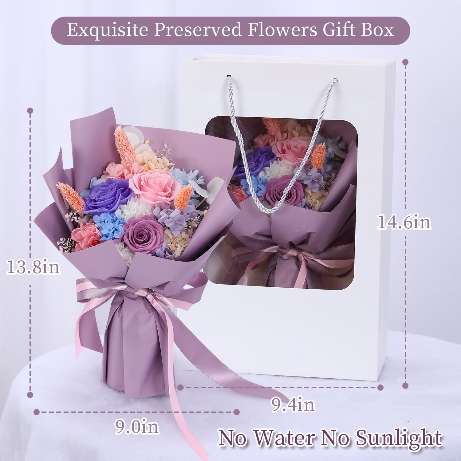 Handcrafted Preserved Forever Roses Bouquet Present For Women Mom Anniversary