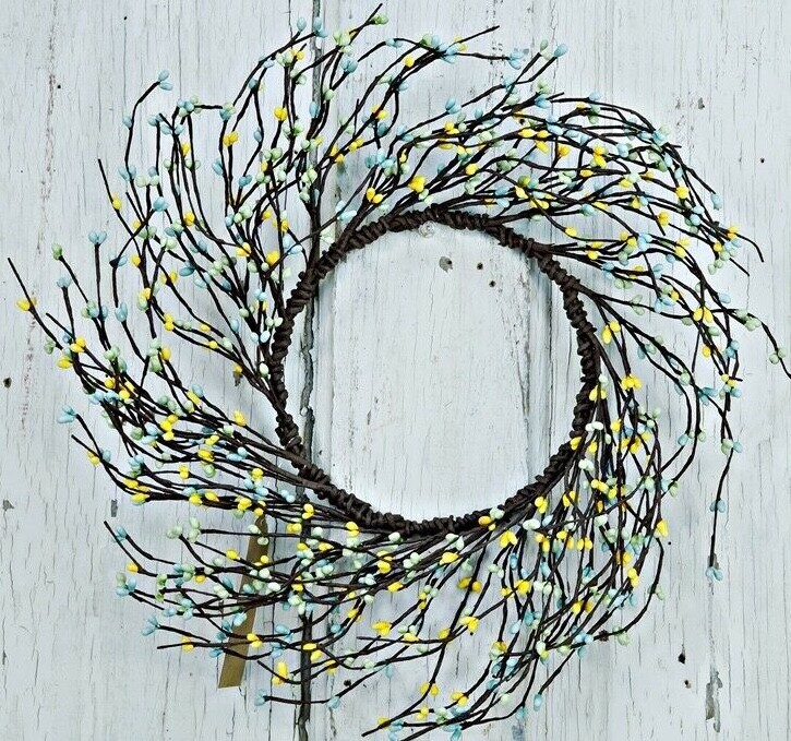 Pip Berry Wreath 6″ Inside / 14″ Outside Dia – Lakeside Pastel Blue Green Yellow