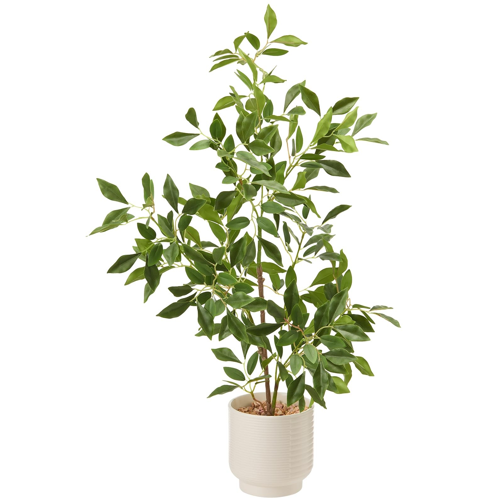 Artificial Potted Plants Indoor,27″ Faux Plants Ficus Leaves Trees with Ceram…
