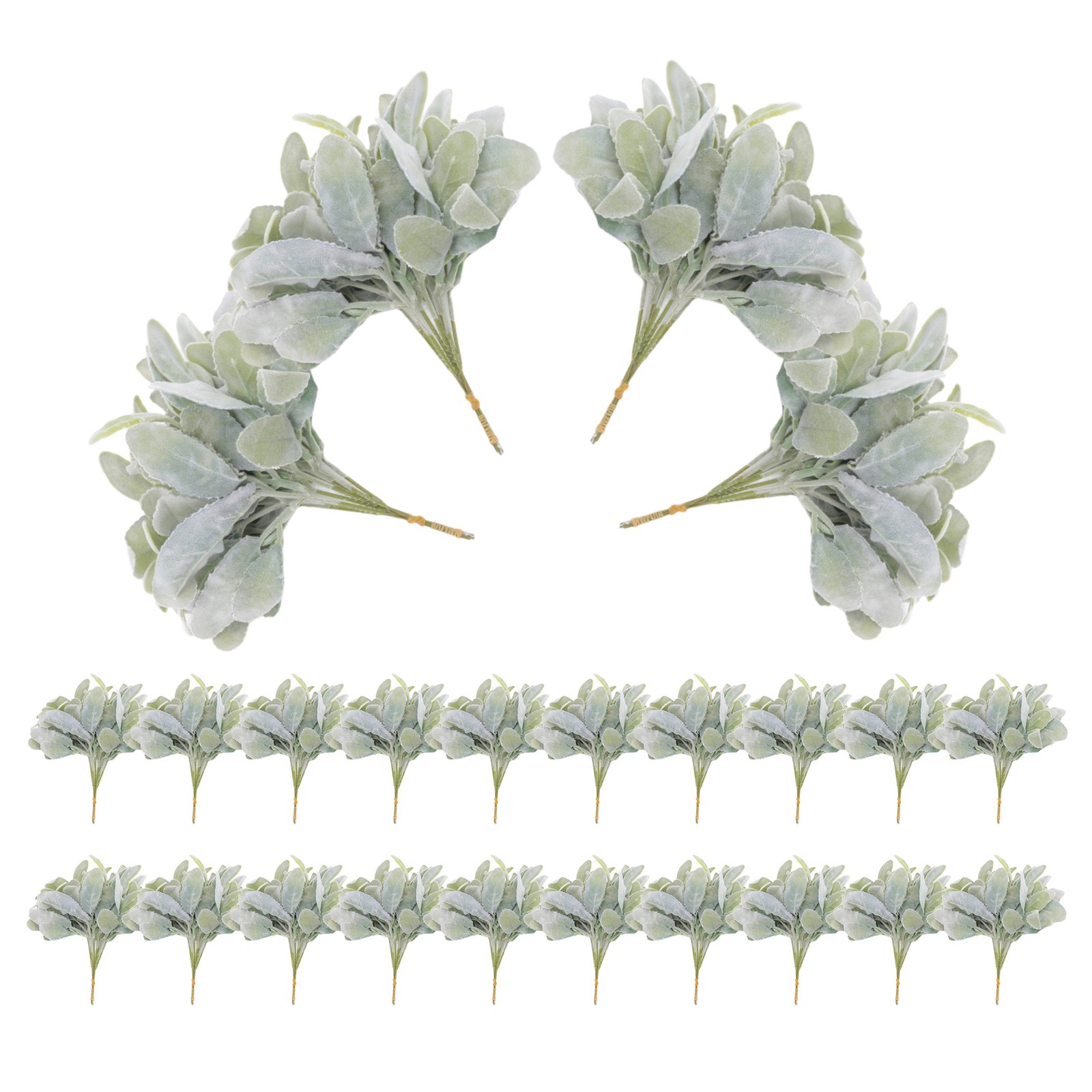 24 Pcs Artificial Flocked Lambs Ear Greenery Stems Faux Lambs Ear Stems2529