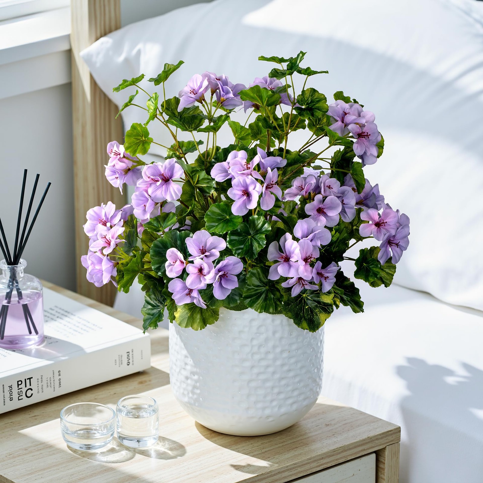 Artificial Geraniums 17.7In UV Resistant Fake Flowers for Indoor Outdoor Decor