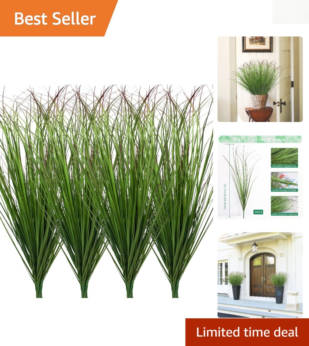 Vibrant 12 Pcs Artificial Wheat Grass – UV Resistant Greenery for Home & Garden