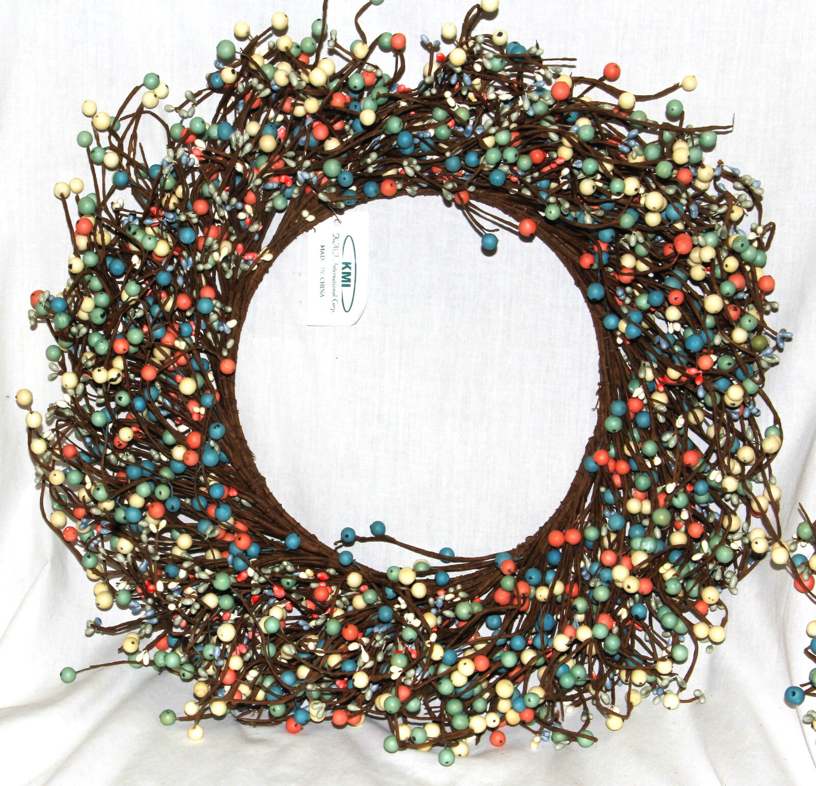 KMI MIXED BERRY WREATH SET OF 2 Pink Mint Teal 19 & 12 Inch FREE SHIPPING