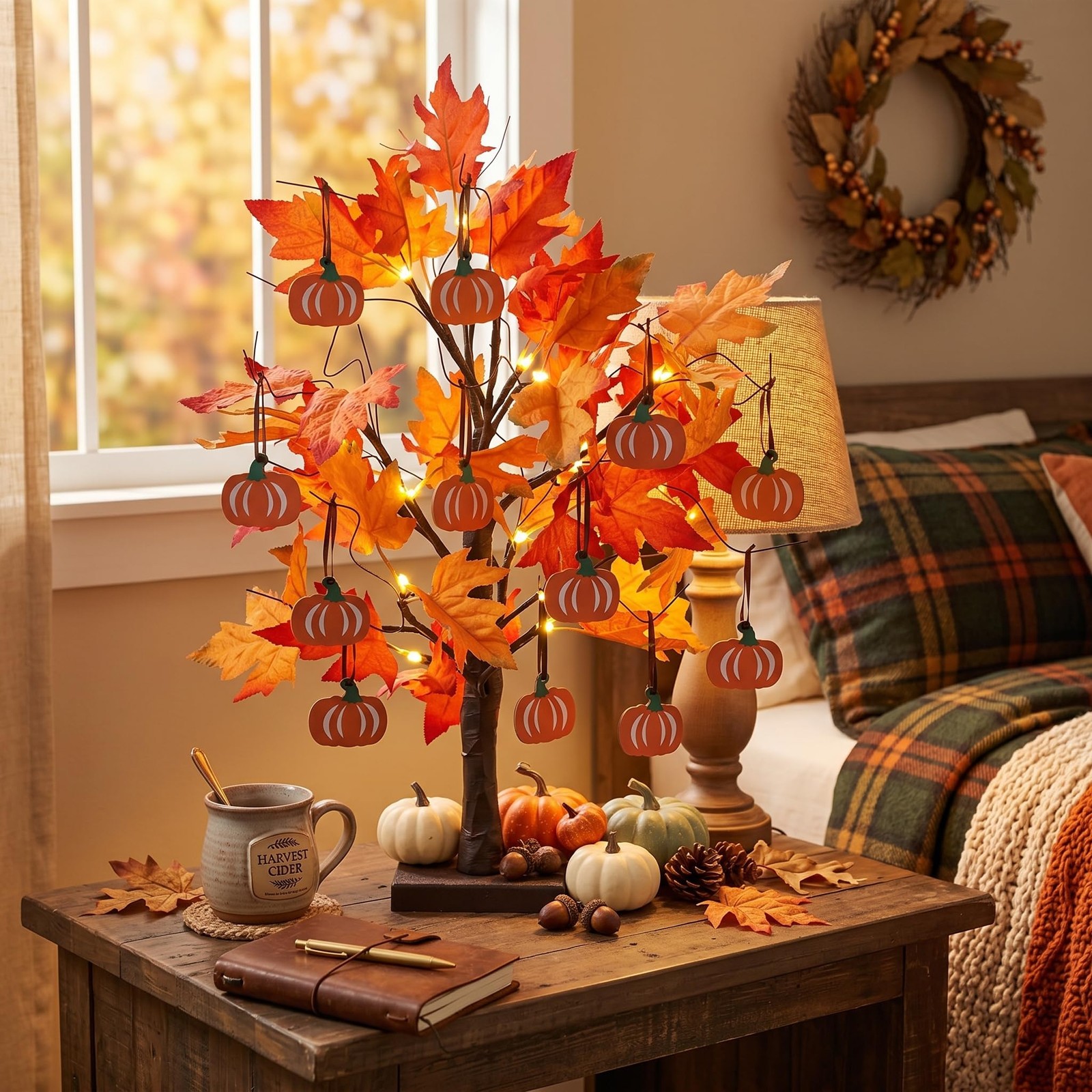 Fall Decorations for Home, Thanksgiving Decorations, 24”2FT Lighted Maple Lea…