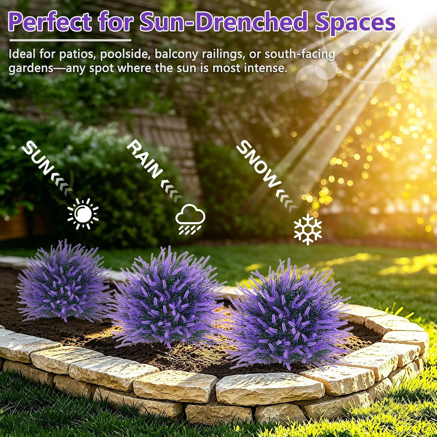 2 Pack UV Resistant Artificial Lavender Topiary Balls for Easy Outdoor Decor