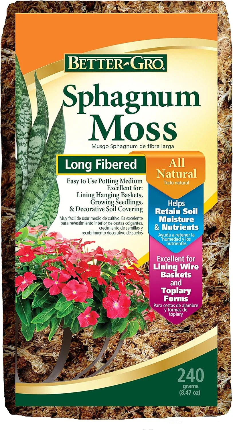 Sphagnum Moss – 100% Natural, Long-Fiber Moss for Orchids, Ferns, and Hostas,.