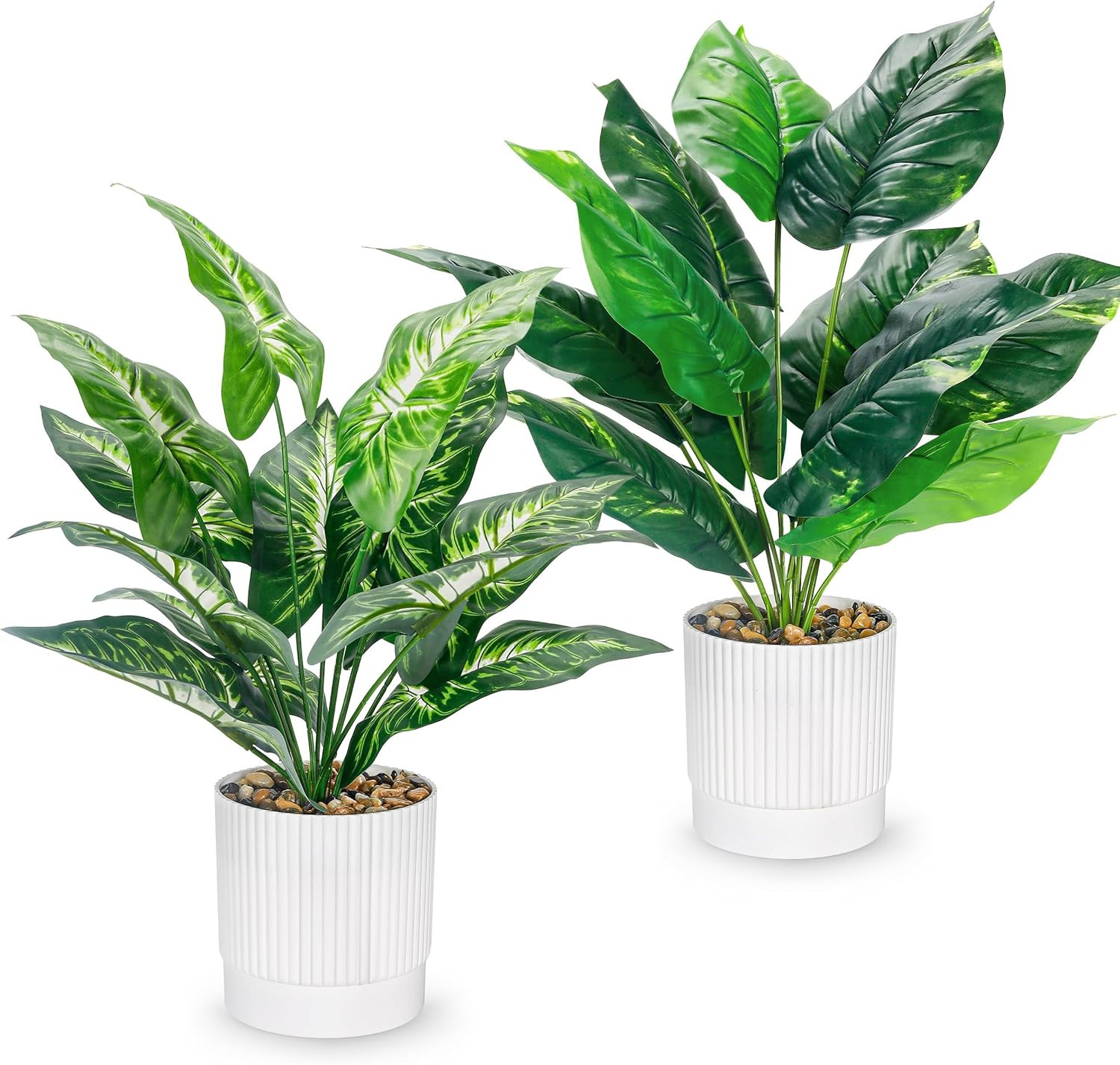2 Pack 16″ Fake Plants Artificial Tropical Plants Indoor Faux Greenery for Home