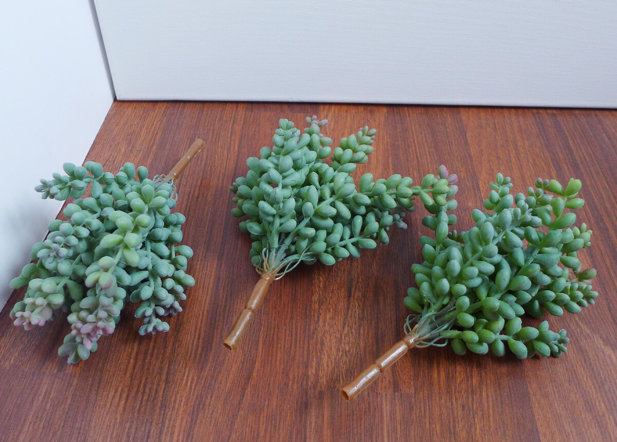 Set of 3 Small Pearl Artificial Succulent Grass Plants (#5 Gray)