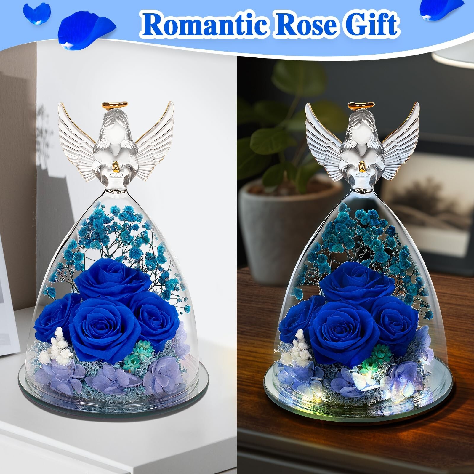 Birthday Day Rose Gifts for Women, Preserved Flowers Rose Gift for Mom, Glass…