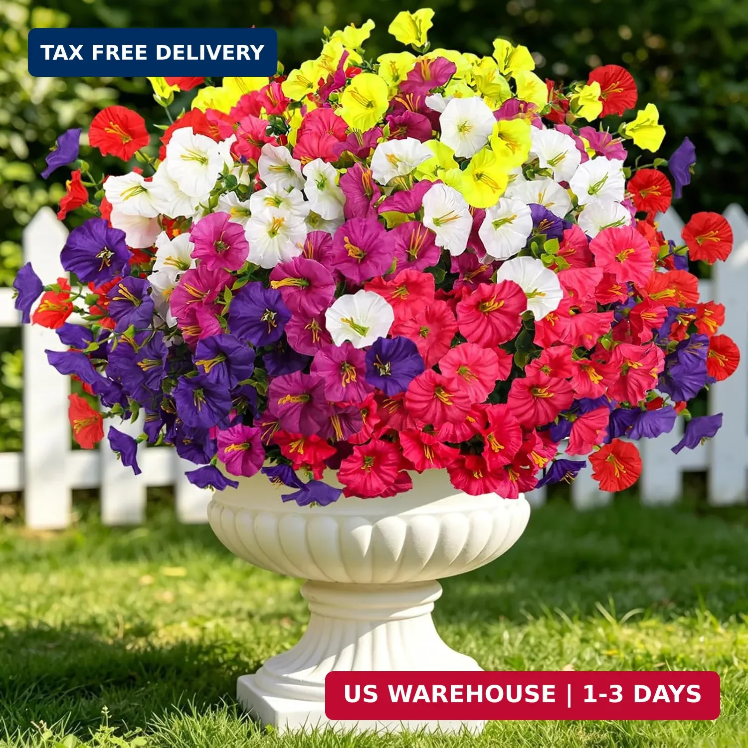 12 Bundles 6 Mixed Artificial Flowers for Outdoors, 336 Blooms UV Resistant Fake