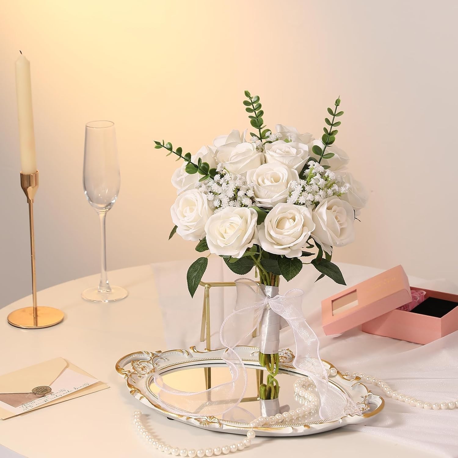 Luxurious 12PCS Velvet Artificial Roses Bouquet – Perfect for Weddings and Decor