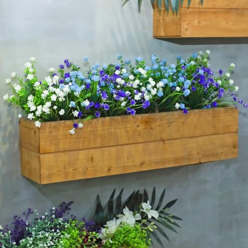 12 Bundles Artificial Flowers Outdoor, UV Resistant Faux Blue, Purple, White