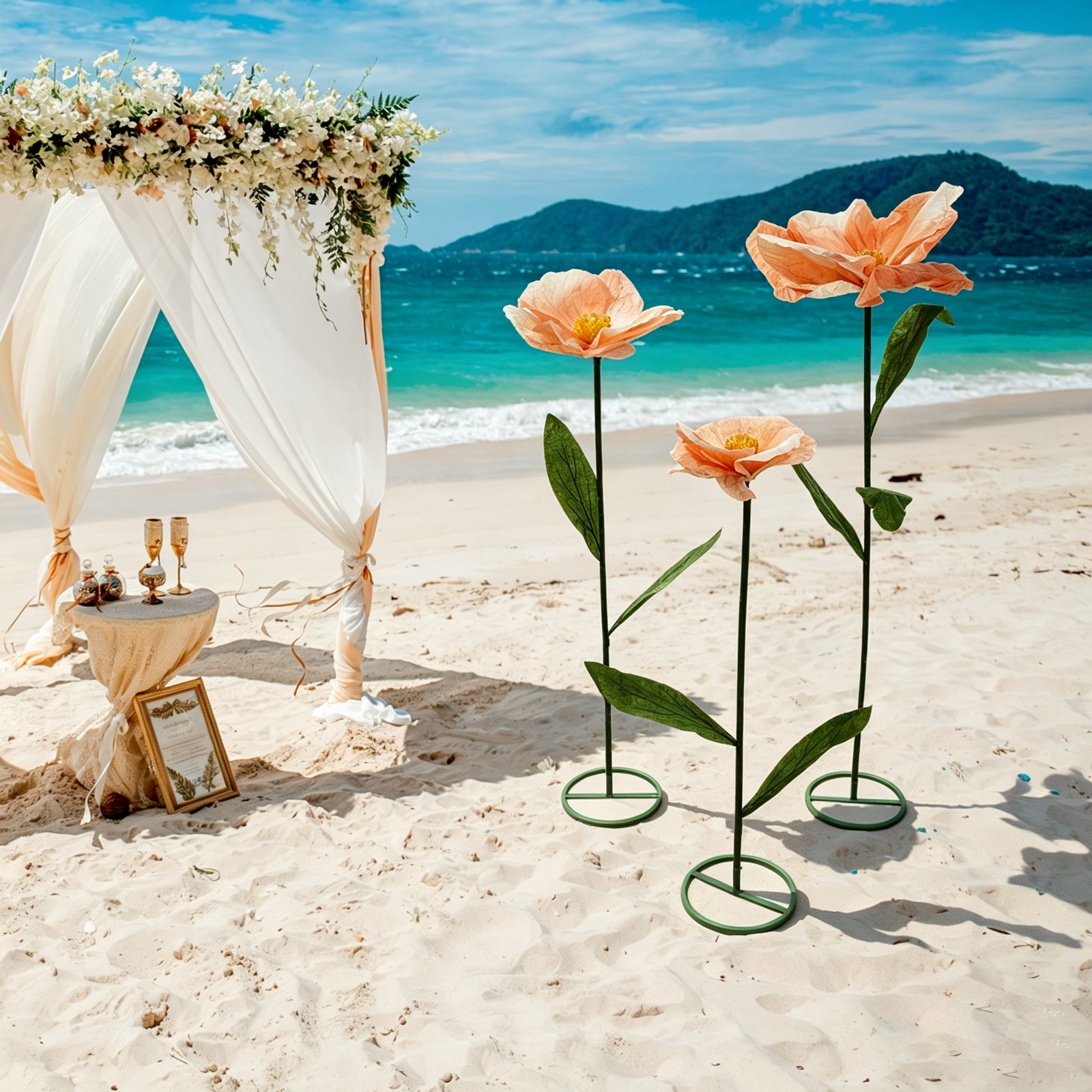 3Pcs Giant Artificial Flowers Large 1.8M Adjustable Wedding Banquet Decor Flower