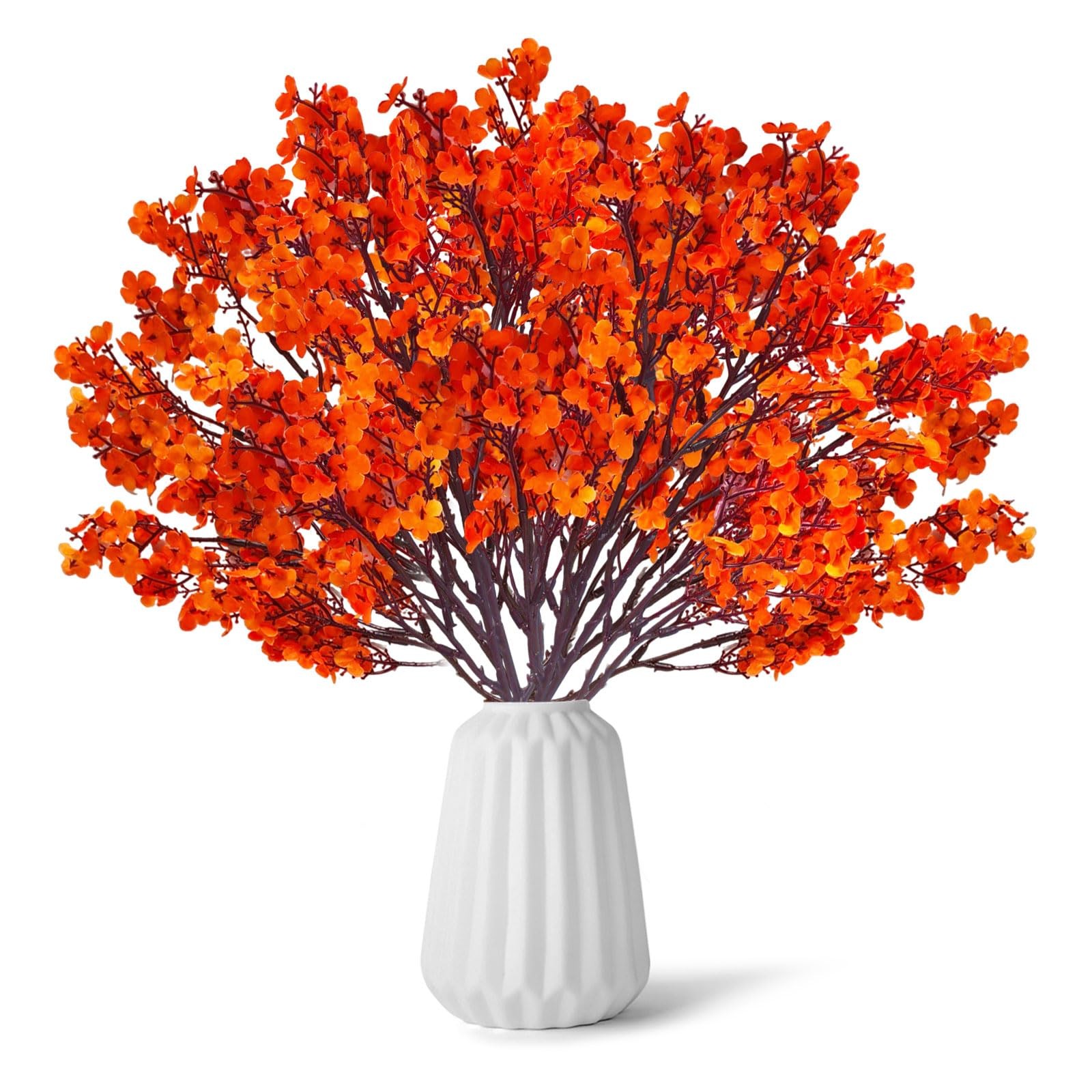 12PCS Fake Fall Flowers Orange Baby Breath Artificial Flowers Real Touch Silk…
