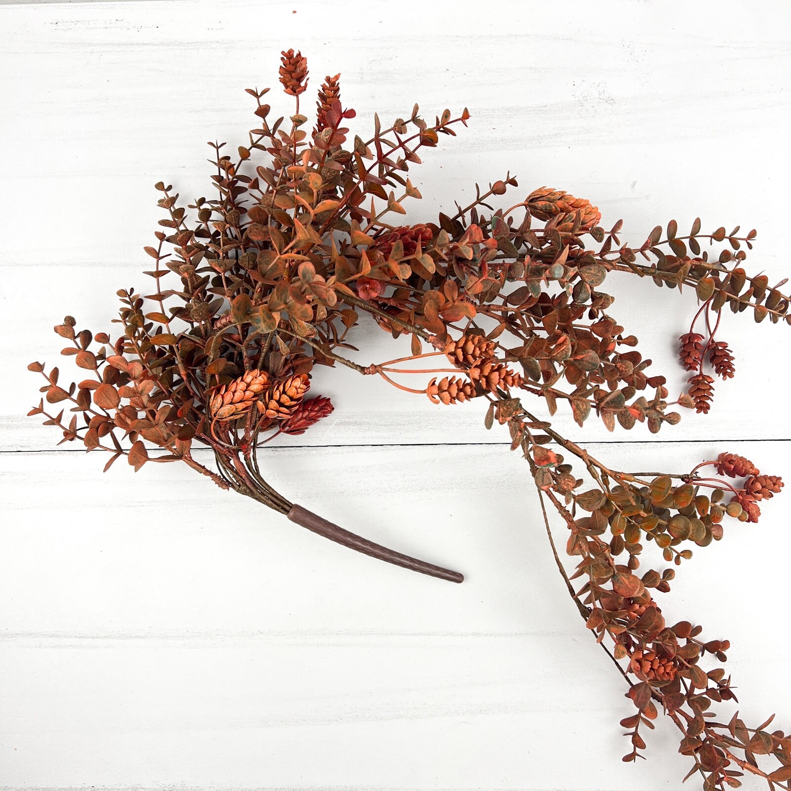 Orange Eucalyptus and Hops Drip Garland 32″ Long Autumn Fall Floral Natural