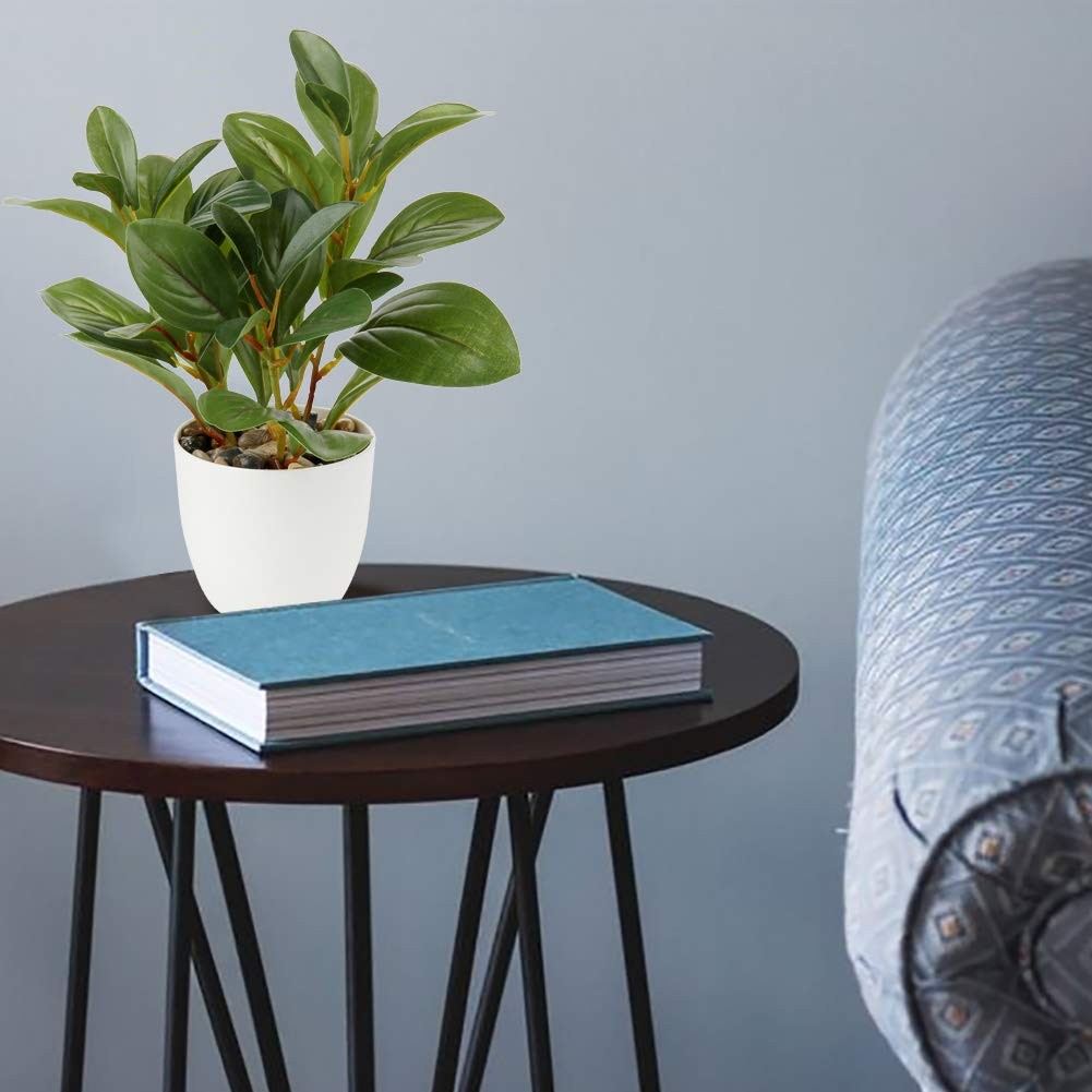 Potted Artificial Mini Camellia Small Fake Plastic Desk Plant with Vase