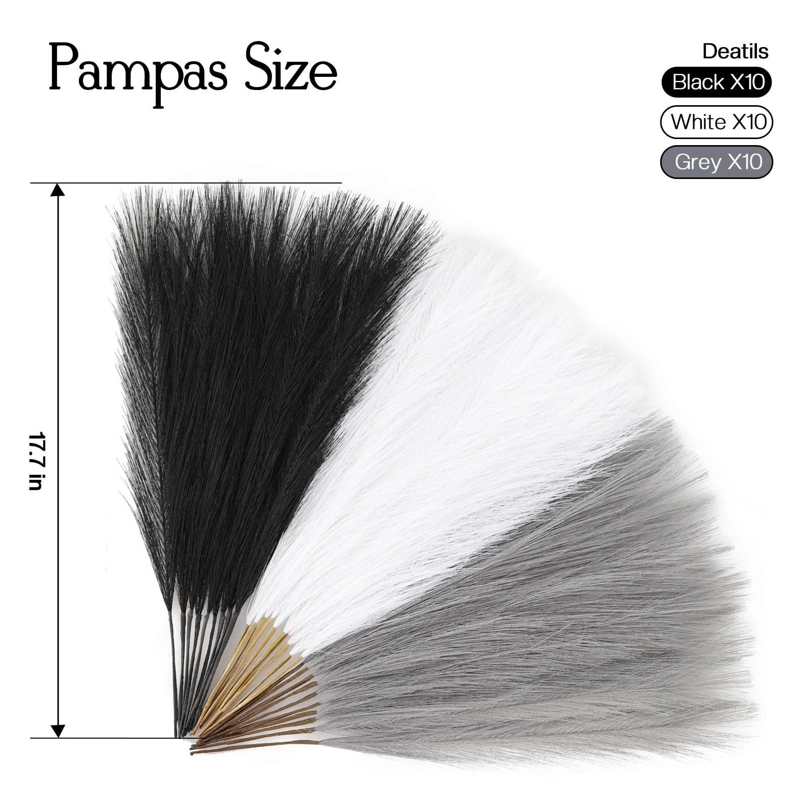Faux Pampas Grass Decor 17.7 Inch 30pcs, Artificial Pampas Grass Fluffy Home …