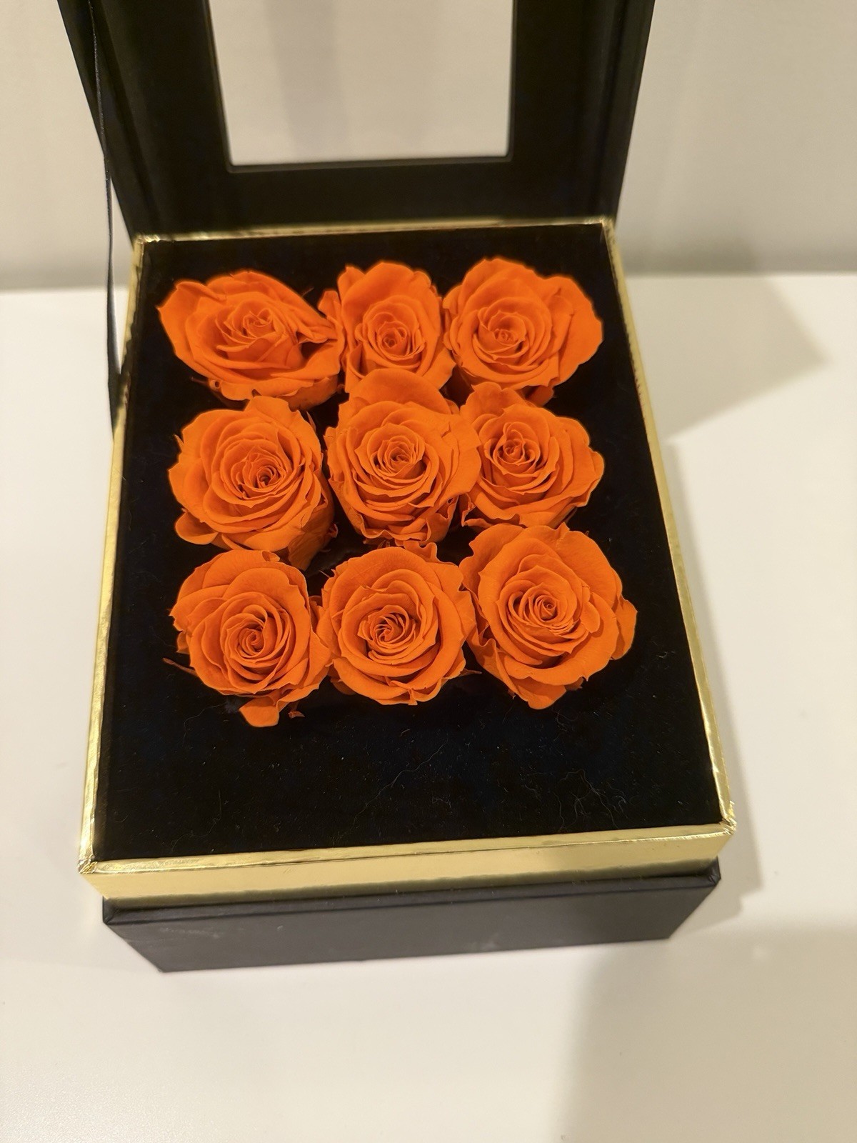 Eternal flowers trapezoidal gift boxes Orange Roses Valentine’s Mother’s Day