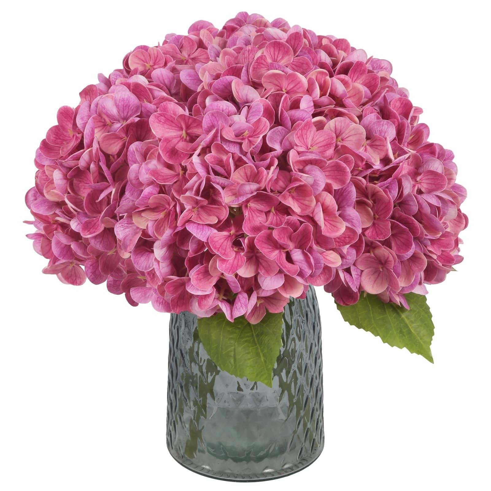 6PCS Real Touch Hydrangea Artificial Flowers Fuchsia Faux Hydrangeas with Sho…