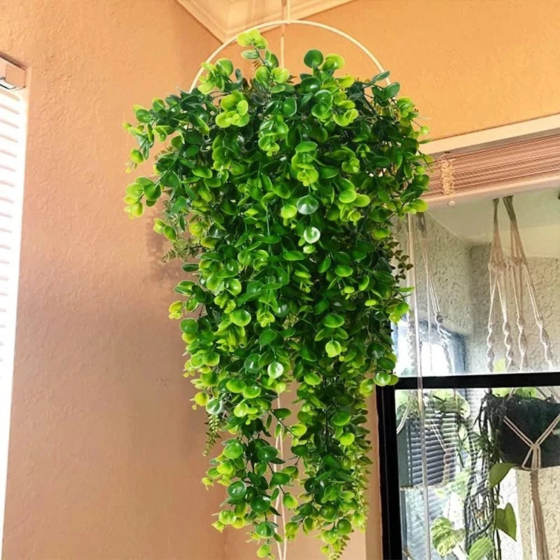 1/2PCS Artificial Hanging Plants Faux Eucalyptus Leaf Greenery Vine Outdoor