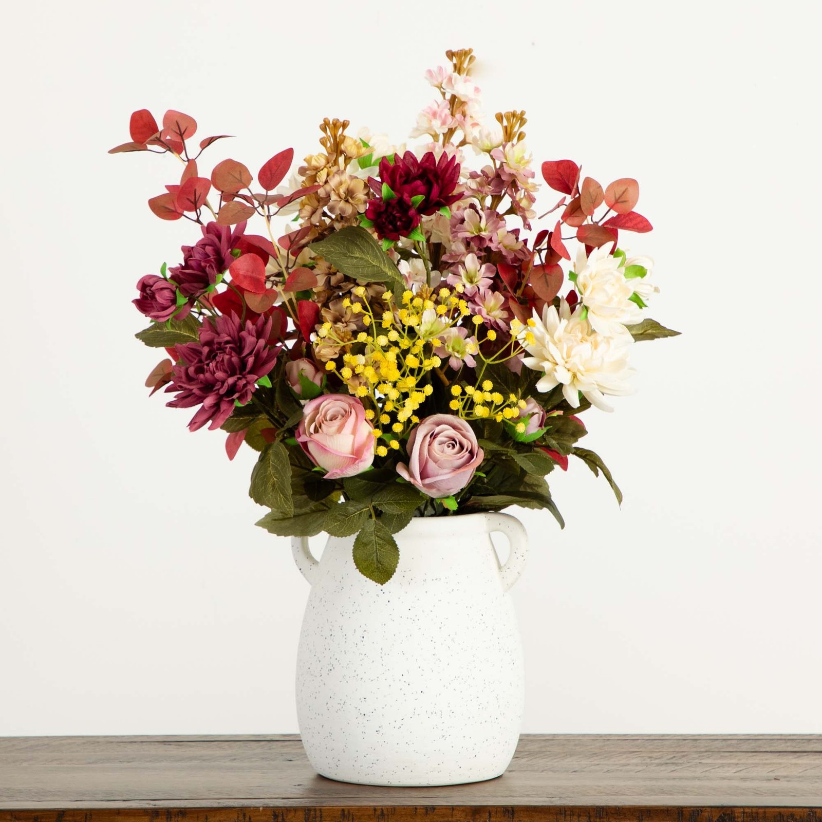 Nearly Natural 25″ Mixed Flower Arrangement in Ceramic Vase in Multi-Color