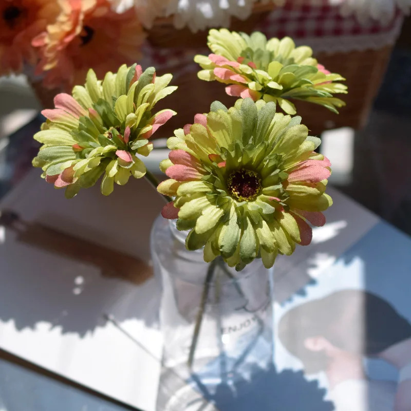 1Pc/3Pc/6Pc Artificial Silk Gerbera Flowers Wedding Home Verandahs Table Decor F