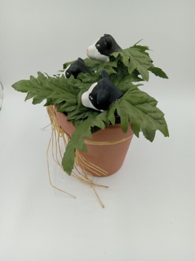 Kitchy Black & White Cow Figurine Planter Arrangement Terracotta Pot Farmhouse