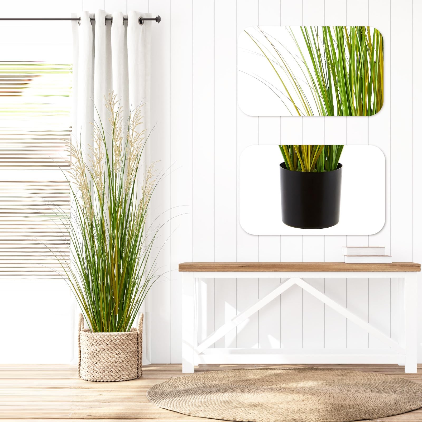 Artificial Plant, 47in Tall Pampas Grass, Faux House Plants in Pot, Indoor De…