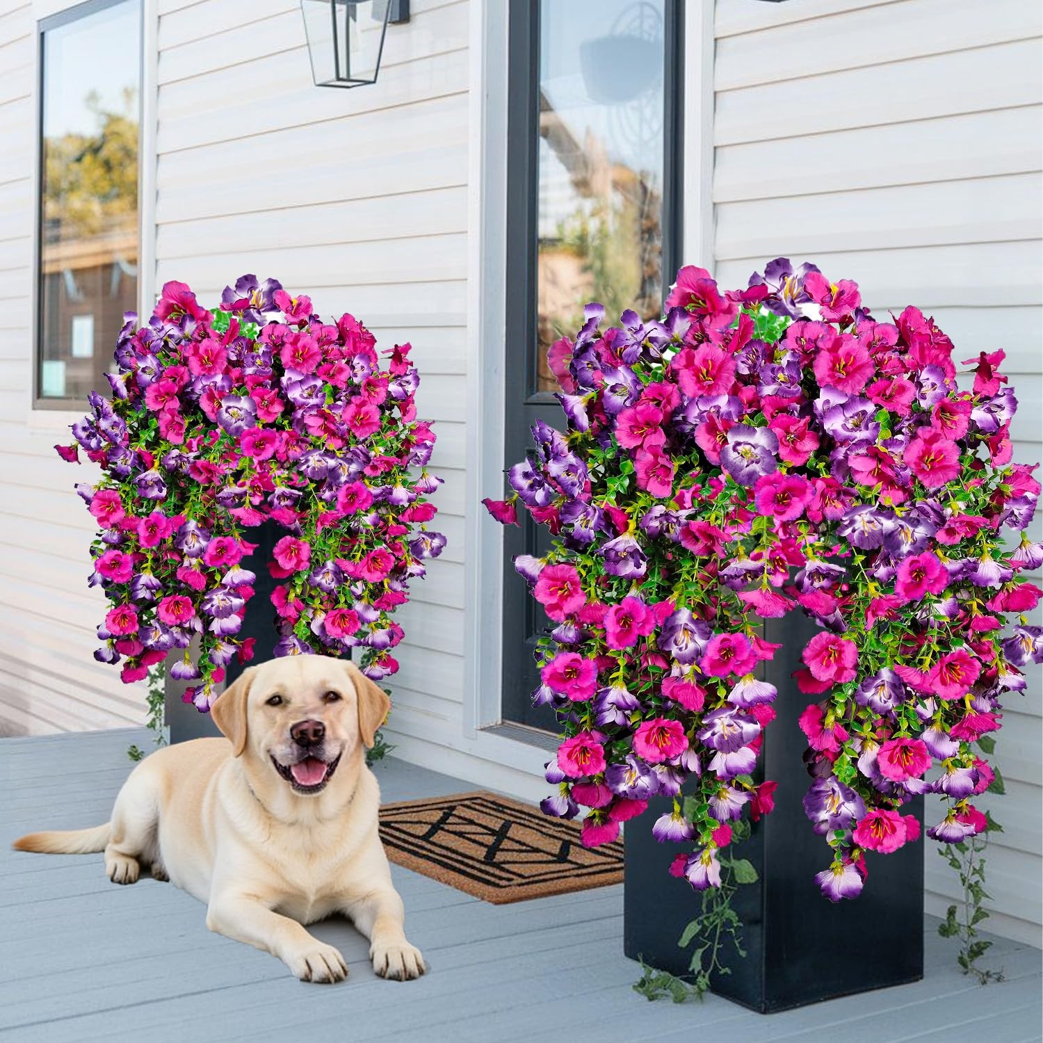 Artificial Hanging Flowers for Outdoors Decor, Fake Silk Hibiscus Long Traili…