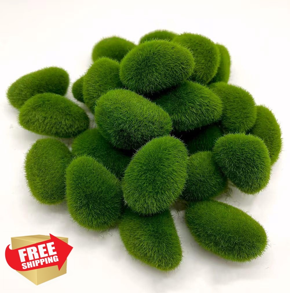 ArtandBeauty 25pcs Green Moss Rocks