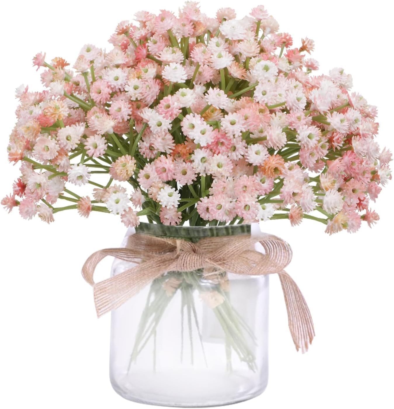 4 PCS Pink Flowers Fake Baby Breath Real Touch Valentines Day Artificial DIY
