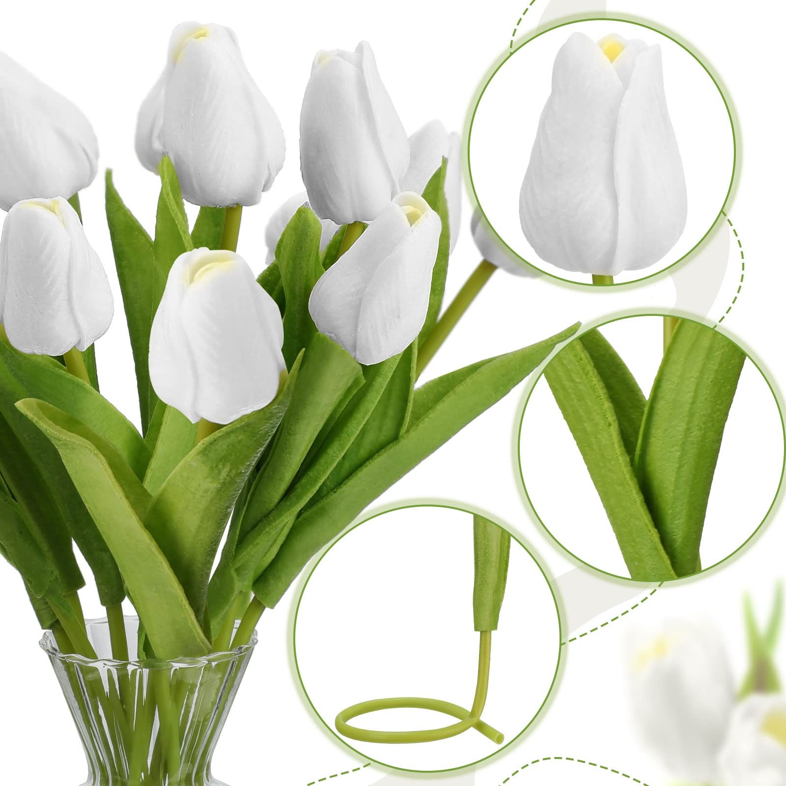 100pcs Artificial Tulip Flowers Fake PU Tulips Faux Latex Bouquet Flower Cent…