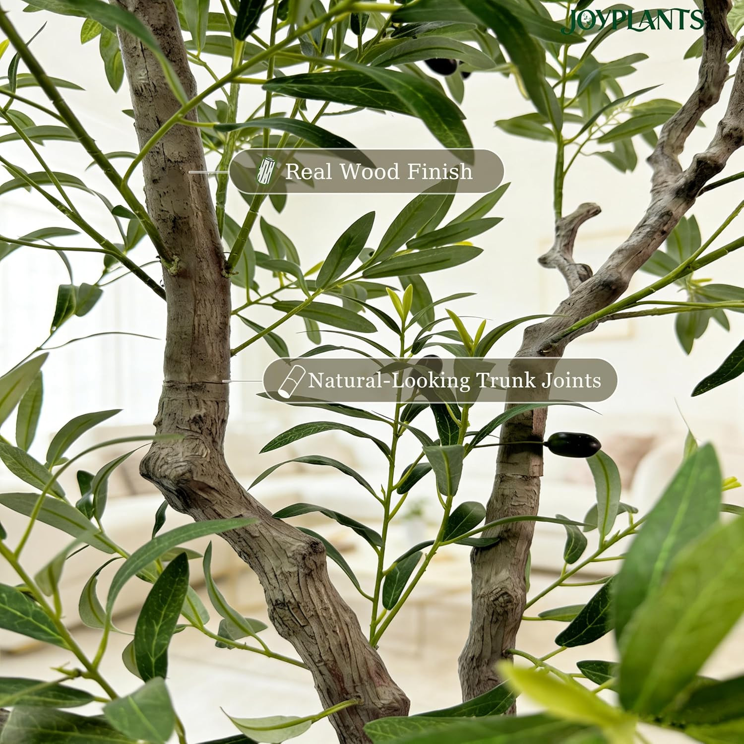 7FT Faux Olive Tree in Black Pot – UV Resistant, Realistic Indoor/Outdoor Decor